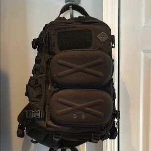 Black Tactical Backpack with MOLLE System and Modular Design